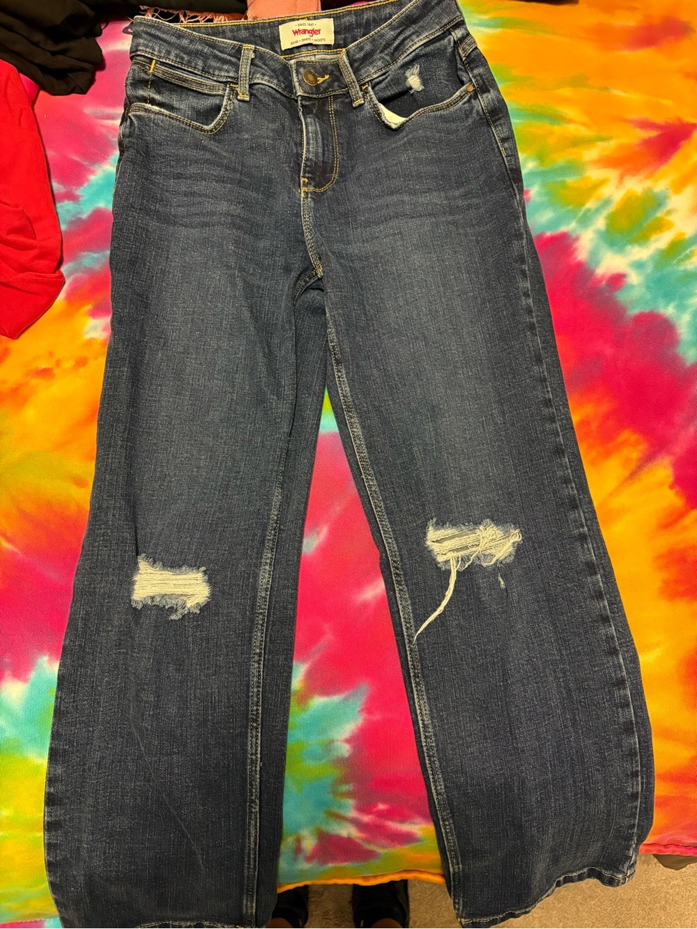 Wrangler Women's Dark Blue high rise true straight crop jeans size 0